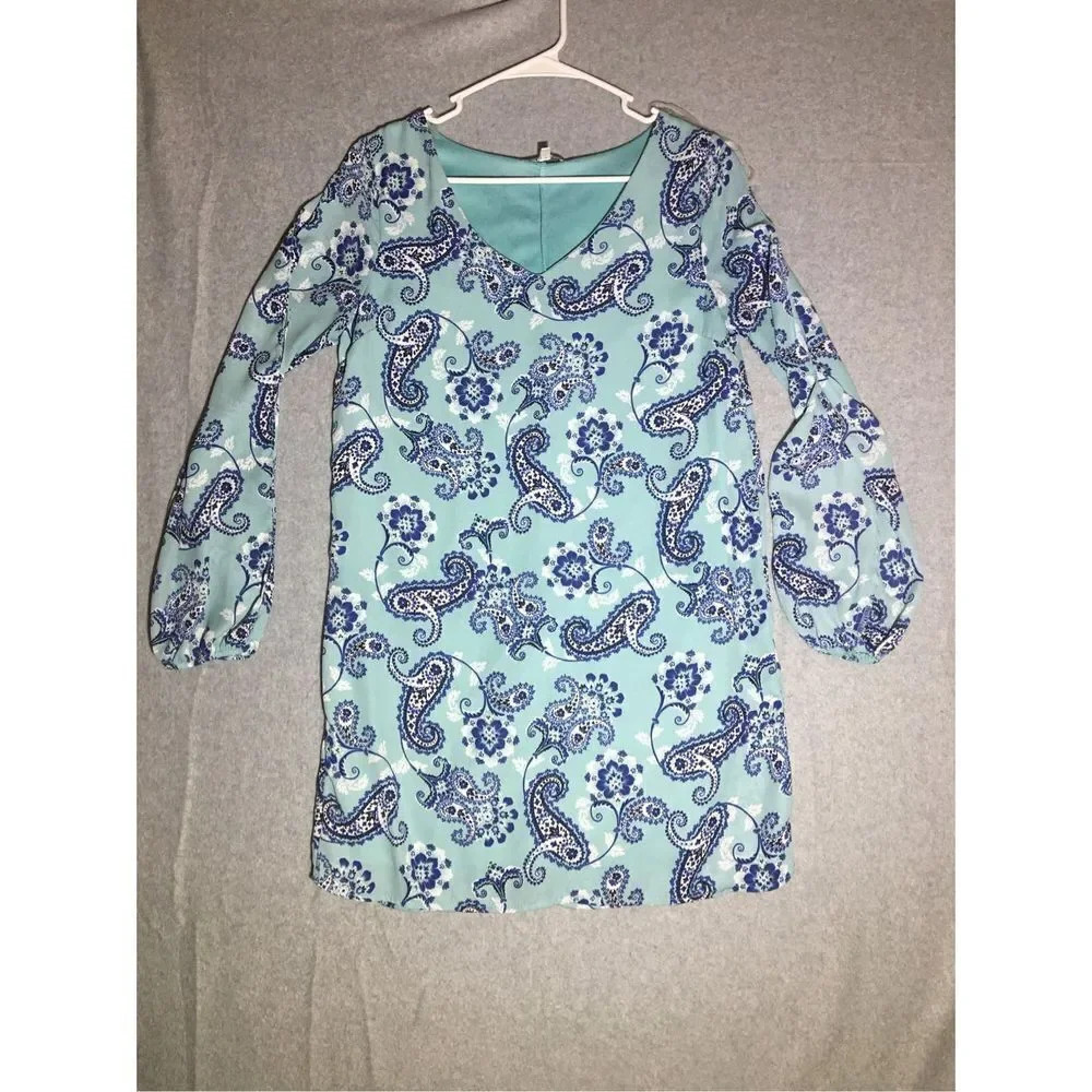 Womens Charlotte Russe Dress Size Small Paisley Print Boho Beachy Teal Blue
